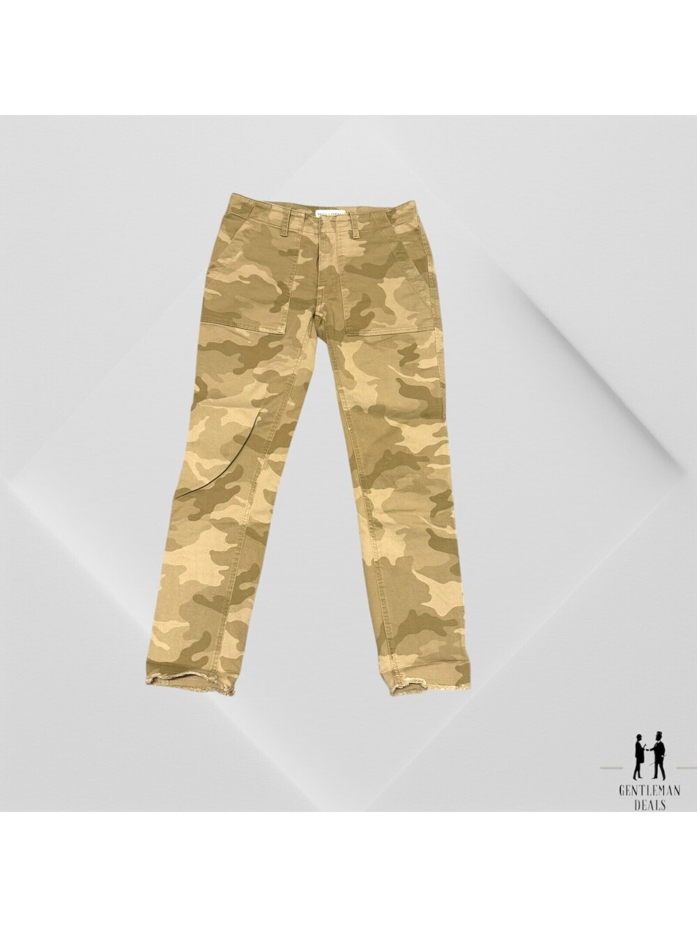 Nili Lotan Pants Camo Army Beige Military Straight Leg Flap Pocket Size 00 XS